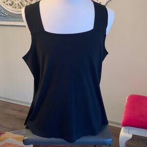 August Max Woman Black Square Neck Top Sz 2X
